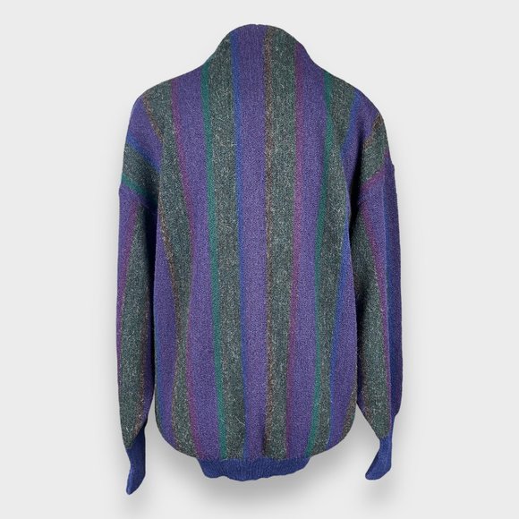 Peruvian Connection Women's 100% Alpaca Cardigan Purple Green Sweater Size M - Picture 4 of 16